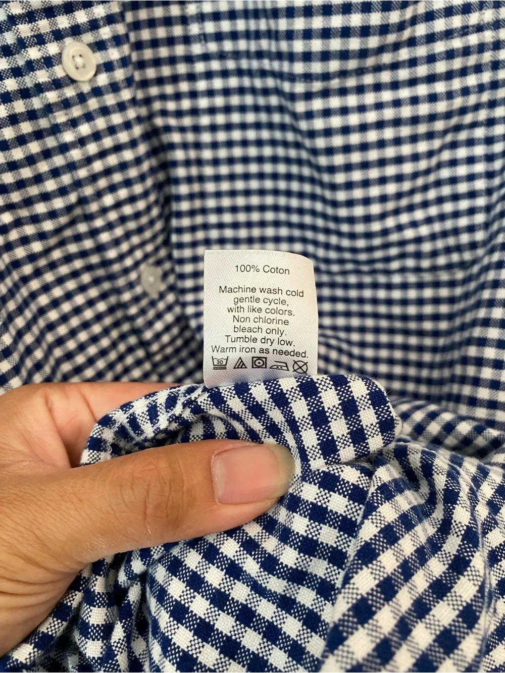 J. Crew Flex Navy & White Gingham Long Sleeve Button-Down Casual Shirt Sz Large
